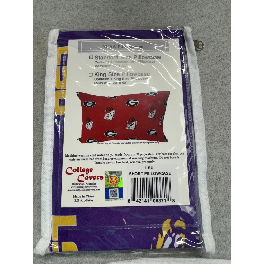 LSU Tigers NCAA Standard Pillowcase Purple Gold Team Logo College Covers NIP‎